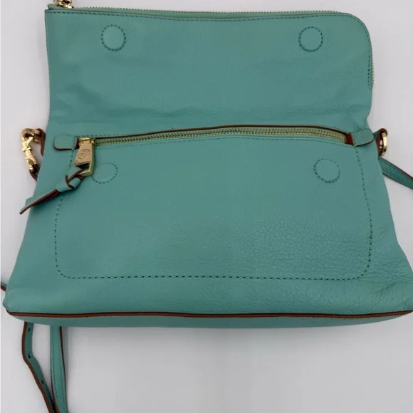 Tory Burch Emerson “Tiffany” turquoise Leather Flap Crossbody - Picture 3 of 13